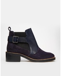 Asos Collection Align Leather Suede Mix Ankle Boots