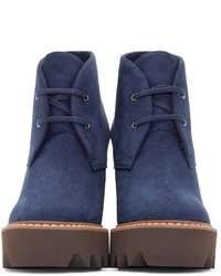 Stella McCartney Navy Suede Ankle Boots