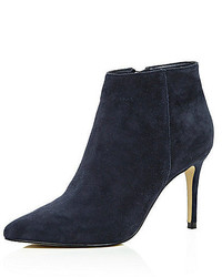 River Island Navy Suede Pointed Ankle Boots