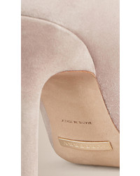 Burberry Peep Toe Suede Ankle Boots