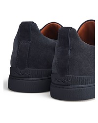 Zegna Suede Triple Stitch Low Top Sneakers