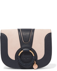 See by Chloe See By Chlo Hana Small Textured Leather And Suede Shoulder Bag Midnight Blue
