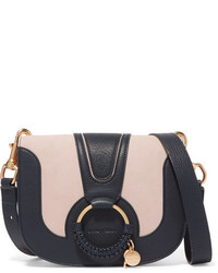 See by Chloe See By Chlo Hana Small Textured Leather And Suede Shoulder Bag Midnight Blue