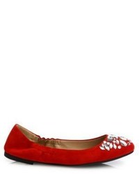 Tory Burch Delphine Crystal Suede Ballet Flats