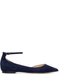 Jimmy Choo Navy Suede Lucy Flats