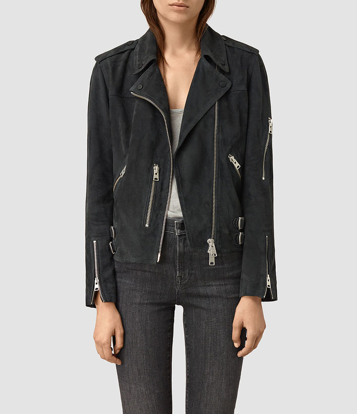 AllSaints Edwards Suede Biker Jacket, $650 | AllSaints | Lookastic