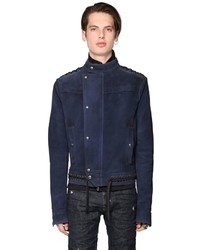 Diesel Black Gold Lace Up Waxed Suede Moto Jacket