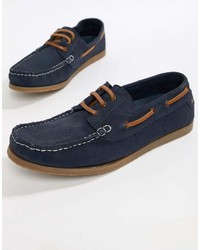 Dune Boat Shoes In Navy Suede