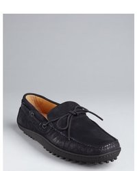 Car Shoe Navy Shined Suede Boat Stitched Driving Shoes