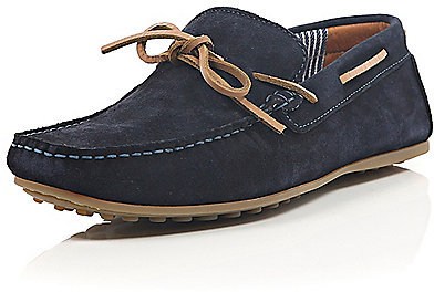 River Island Navy Suede Boat Shoes 