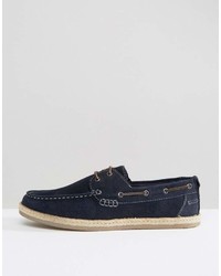 Silver Street Boat Shoes In Navy Suede