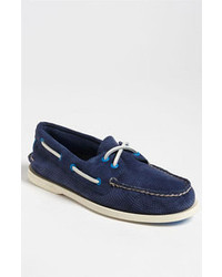 Sperry Top-Sider Authentic Original Suede Boat Shoe Navy Perf Suede 95 M