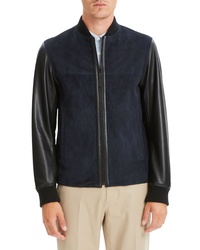 Theory Amir Regular Fit Suede Leather Bomber Jacket