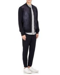 Vince Suede Canvas Bomber Jacket Navy