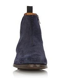 Barneys New York Side Zip Ankle Boots Navy