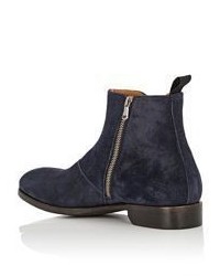 Barneys New York Side Zip Ankle Boots Navy