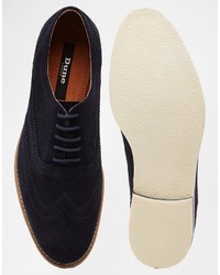 Dune Brogues In Navy Suede