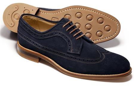 Charles Tyrwhitt Navy Suede Colville Wing Tip Brogue Shoes | Where to ...