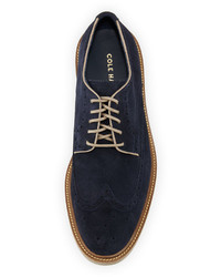 Cole Haan Monroe Suede Wing Tip Oxford Blue