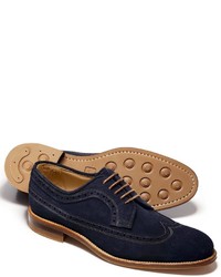 Charles Tyrwhitt Navy Suede Colville Wing Tip Brogue Shoes