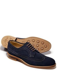 Charles Tyrwhitt Navy Suede Colville Wing Tip Brogue Shoes