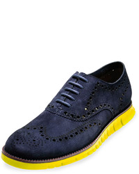 Cole Haan Zerogrand Suede Wing Tip Oxford India Ink