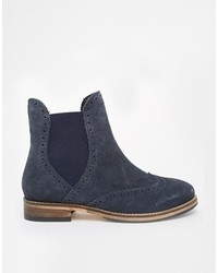 Asos Absent Mind Suede Chelsea Ankle Boots Navy