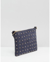 Asos Leather And Suede Pin Stud Cross Body Bag