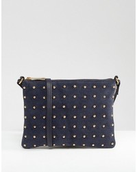 Asos Leather And Suede Pin Stud Cross Body Bag