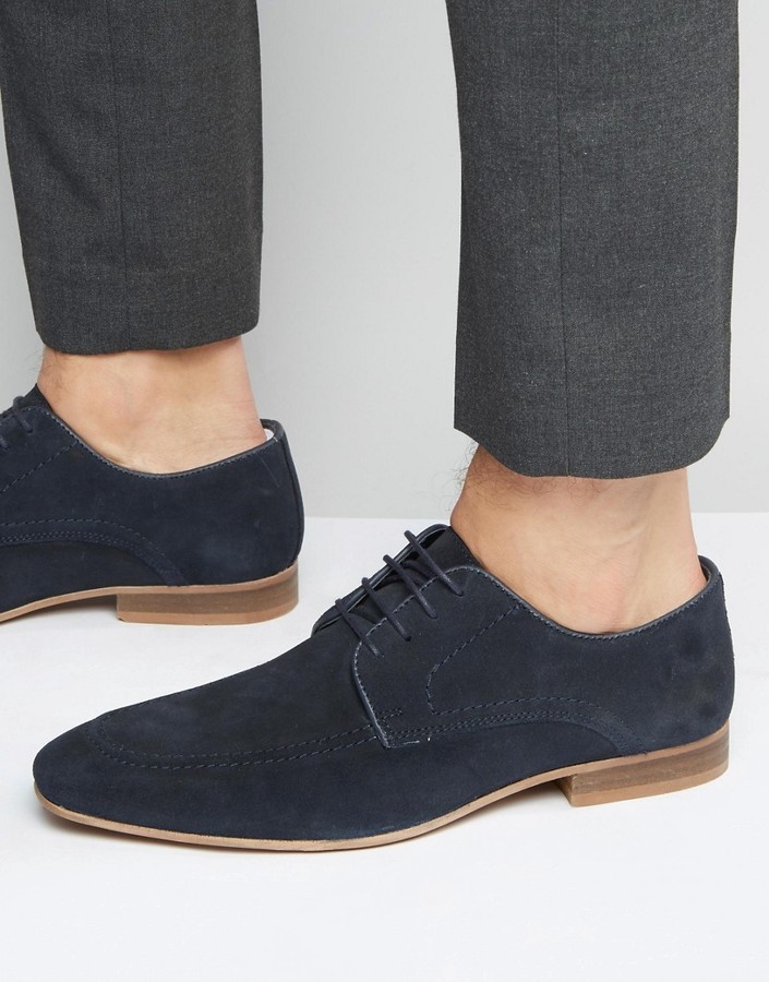 Asos Brand Shoes In Navy Suede With Sole, $65 | Asos | Lookastic