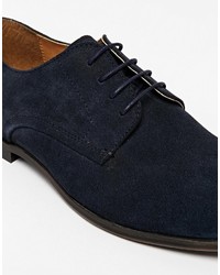 Asos Brand Derby Shoes In Navy Suede
