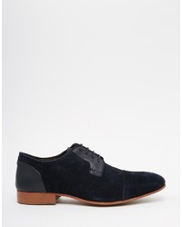 Asos Brand Derby Shoes In Navy Suede And Leather