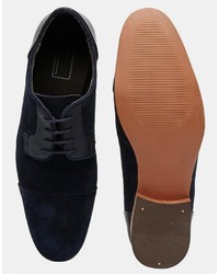Asos Brand Derby Shoes In Navy Suede And Leather