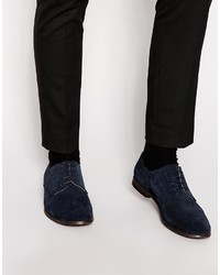Asos Brand Derby Shoes In Navy Suede