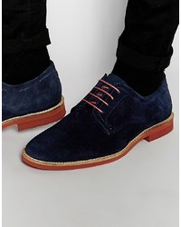 Red Tape Derby Shoes In Navy Suede