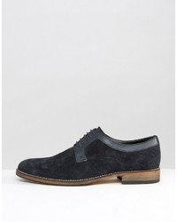 Asos Derby Shoes In Navy Suede With Natural Sole