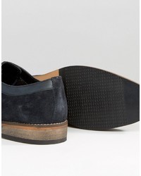 Asos Derby Shoes In Navy Suede With Natural Sole