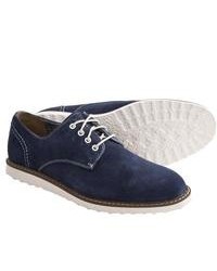 Hush Puppies Derby Wedge Shoes Water Resistant Suede Navy Suede