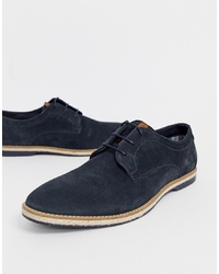 Base London Kinch Lace Ups In Navy Suede
