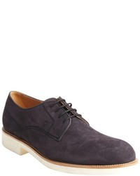 Tod's Midnight Blue Suede White Rubber Mid Sole Oxfords