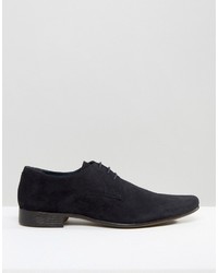 Asos Pointed Derby Shoes In Navy Suede