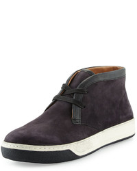 Vince Abe 2 Suede Chukka Sneaker With Leather Trim Navy