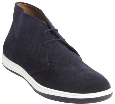 Giorgio Armani Blue Suede Perforated Lace Up Chukka Boots, $465