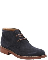 Tod's Navy Blue Suede Lace Up Chukka Boots