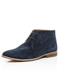 River Island Navy Suede Chukka Boots