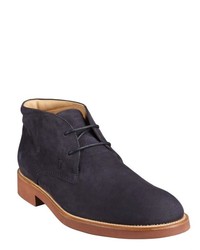 Tod's Navy Suede Thick Sole Chukkas