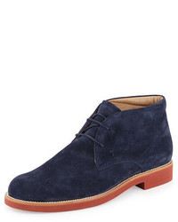 Tod's Suede Lace Up Chukka Boot Navy
