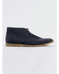 Topman Navy Trigger Suedette Lace Up Chukka Boots