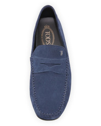 Tod's City Gommini Suede Penny Loafer Blue