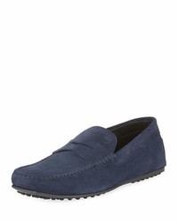 Tod's City Gommini Suede Penny Loafer Blue